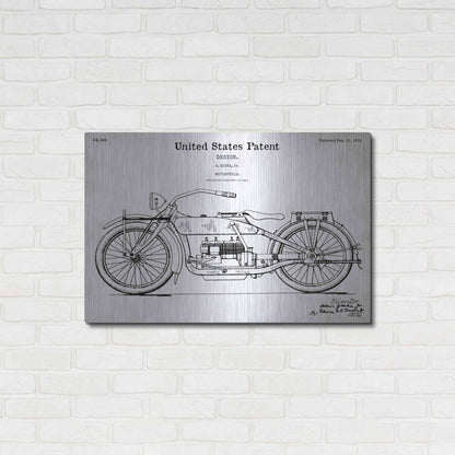 Luxe Metal Art 'Vintage Motorcycle Blueprint Patent White' Acrylic Glass Wall Art,36x24