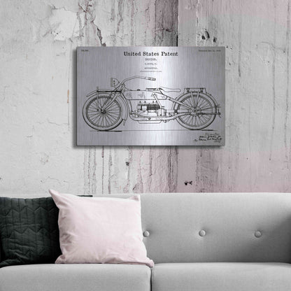 Luxe Metal Art 'Vintage Motorcycle Blueprint Patent White' Acrylic Glass Wall Art,36x24