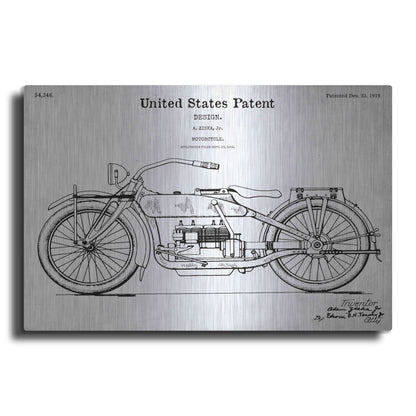 Luxe Metal Art 'Vintage Motorcycle Blueprint Patent White' Acrylic Glass Wall Art