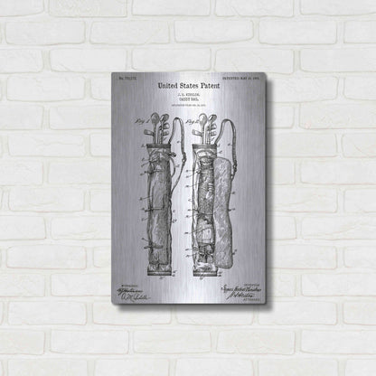 Luxe Metal Art 'Golf Bag Caddy Vintage Blueprint Patent White' Acrylic Glass Wall Art,16x24