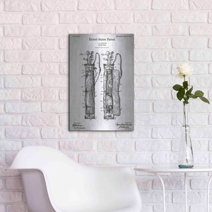 Luxe Metal Art 'Golf Bag Caddy Vintage Blueprint Patent White' Acrylic Glass Wall Art,16x24