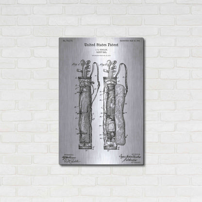 Luxe Metal Art 'Golf Bag Caddy Vintage Blueprint Patent White' Acrylic Glass Wall Art,24x36