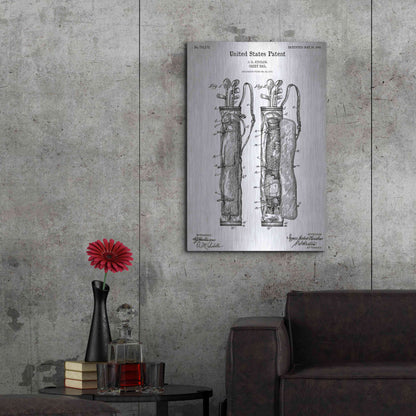 Luxe Metal Art 'Golf Bag Caddy Vintage Blueprint Patent White' Acrylic Glass Wall Art,24x36