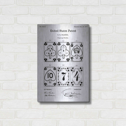 Luxe Metal Art 'Playing Cards Vintage Patent White' Acrylic Glass Wall Art,16x24