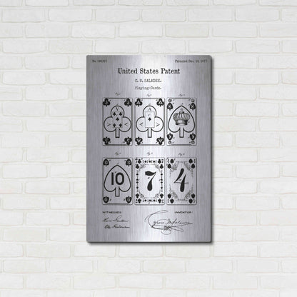 Luxe Metal Art 'Playing Cards Vintage Patent White' Acrylic Glass Wall Art,24x36