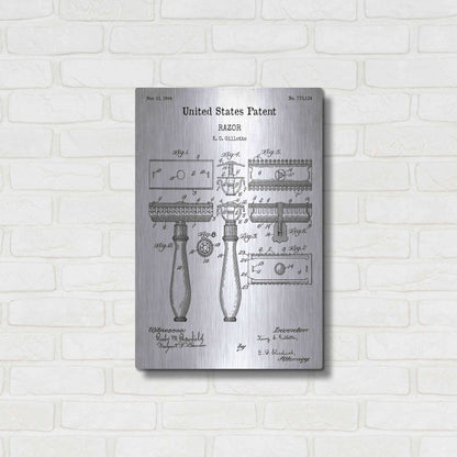 Luxe Metal Art 'Razor Vintage Patent White' Acrylic Glass Wall Art,16x24