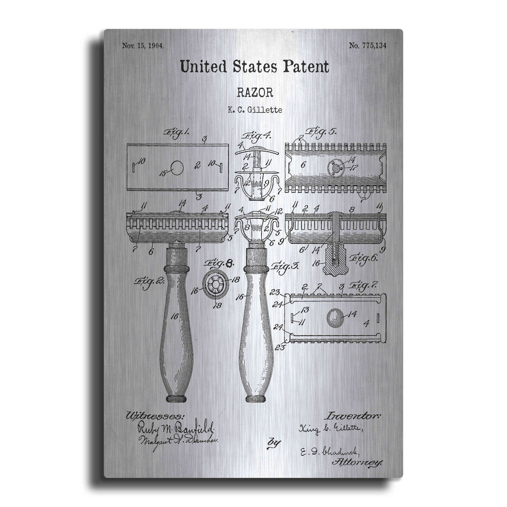 Luxe Metal Art 'Razor Vintage Patent White' Metal Wall Art