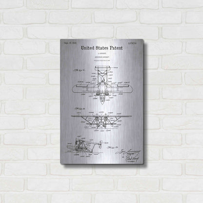 Luxe Metal Art 'Amphibian Aircraft Blueprint Patent White' Acrylic Glass Wall Art,16x24