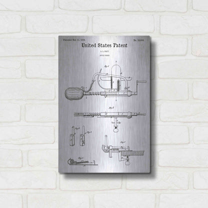 Luxe Metal Art 'Apple Parer Blueprint Patent White' Acrylic Glass Wall Art,12x16