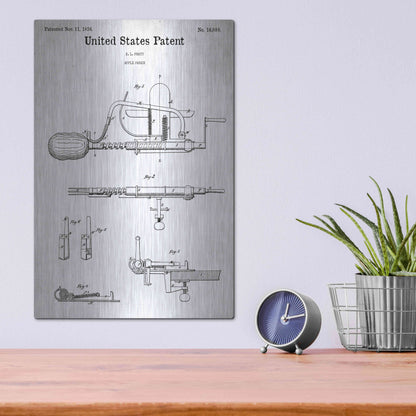 Luxe Metal Art 'Apple Parer Blueprint Patent White' Acrylic Glass Wall Art,12x16