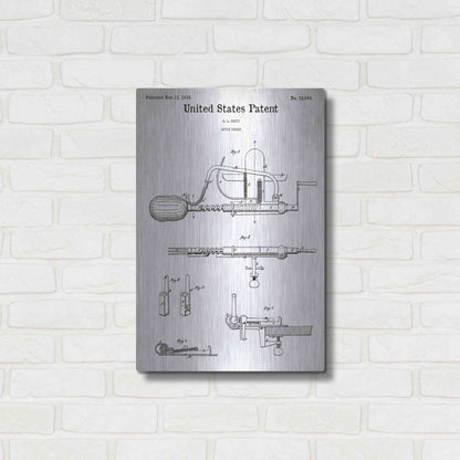 Luxe Metal Art 'Apple Parer Blueprint Patent White' Acrylic Glass Wall Art,16x24