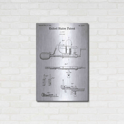 Luxe Metal Art 'Apple Parer Blueprint Patent White' Acrylic Glass Wall Art,24x36