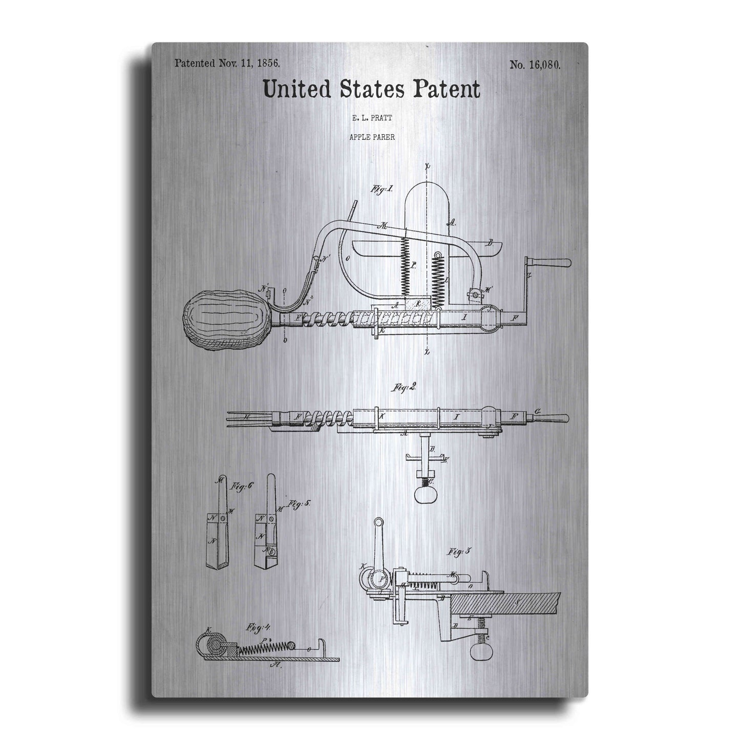 Luxe Metal Art 'Apple Parer Blueprint Patent White' Acrylic Glass Wall Art