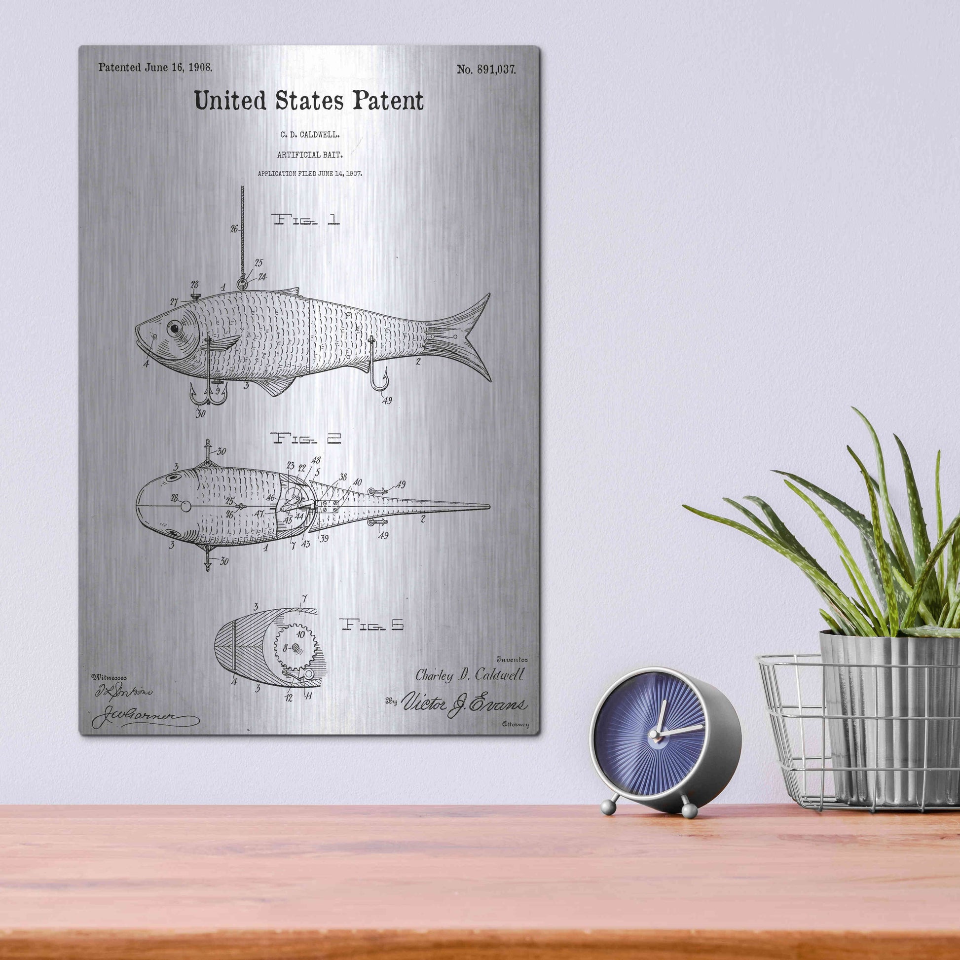 Fishing Tackle Dark Patent Blueprint C - Canvas Art Print