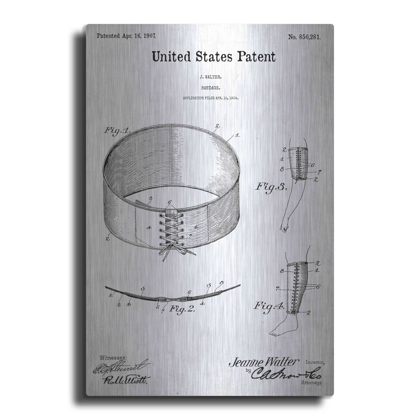 Luxe Metal Art 'Bandage Blueprint Patent White' Acrylic Glass Wall Art