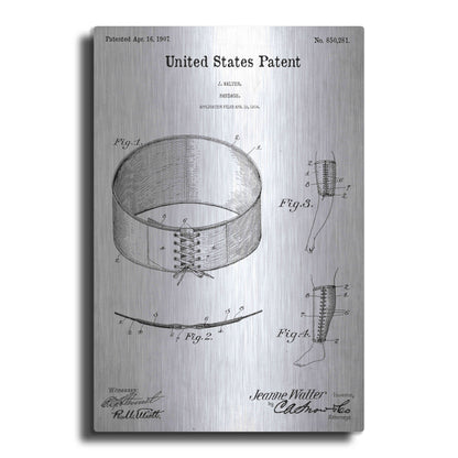 Luxe Metal Art 'Bandage Blueprint Patent White' Acrylic Glass Wall Art