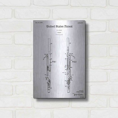 Luxe Metal Art 'Bassoon Blueprint Patent White' Acrylic Glass Wall Art,12x16