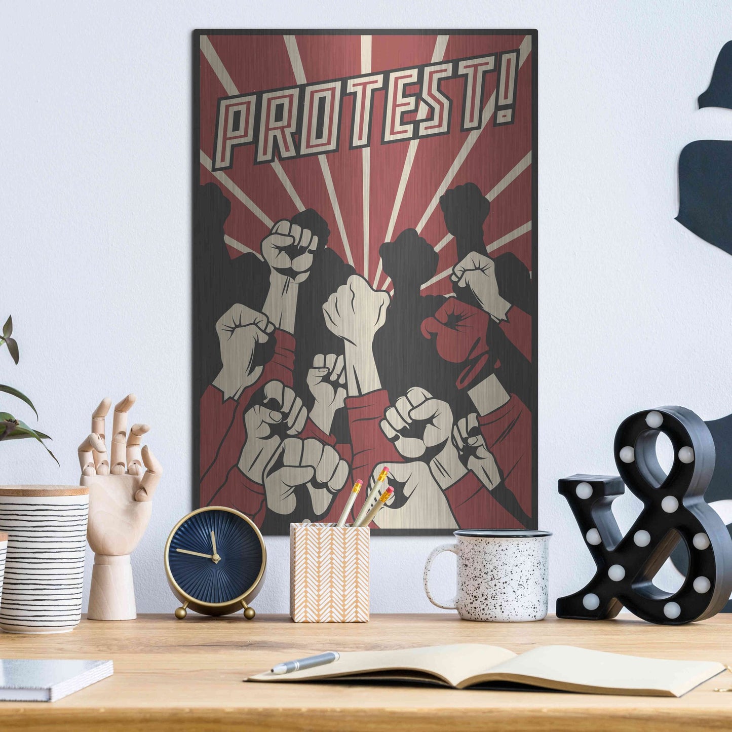 Luxe Metal Art 'Protest' Metal Wall Art,12x16