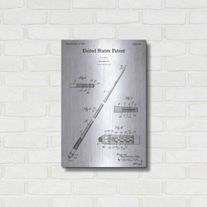 Luxe Metal Art 'Billard Cue Blueprint Patent White' Acrylic Glass Wall Art,16x24