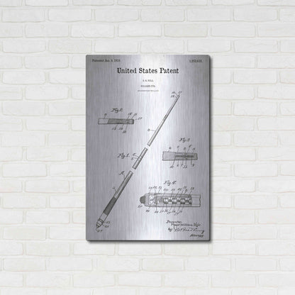 Luxe Metal Art 'Billard Cue Blueprint Patent White' Acrylic Glass Wall Art,24x36