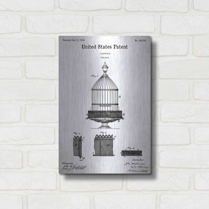 Luxe Metal Art 'Bird Cage Blueprint Patent White' Acrylic Glass Wall Art,12x16