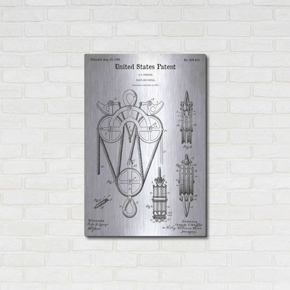 Luxe Metal Art 'Block and Tackle Blueprint Patent White' Acrylic Glass Wall Art,24x36