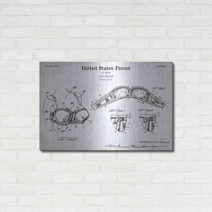 Luxe Metal Art 'Push-up Bra Blueprint Patent White' Acrylic Glass Wall Art,36x24