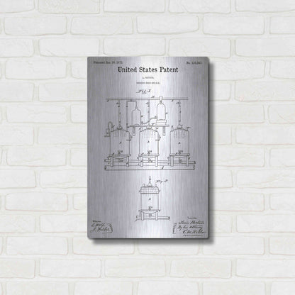 Luxe Metal Art 'Brewing Beer and Ale Blueprint Patent White' Acrylic Glass Wall Art,16x24