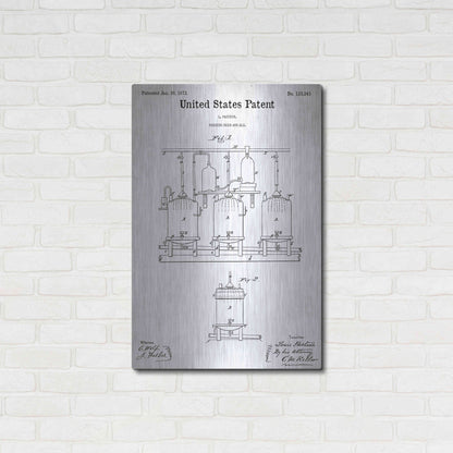 Luxe Metal Art 'Brewing Beer and Ale Blueprint Patent White' Acrylic Glass Wall Art,24x36