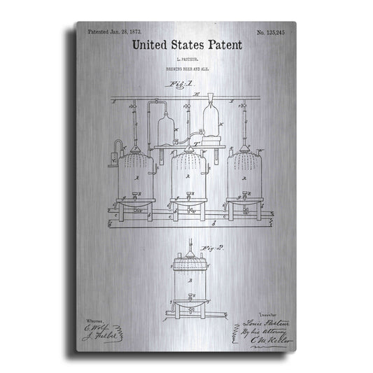 Luxe Metal Art 'Brewing Beer and Ale Blueprint Patent White' Acrylic Glass Wall Art