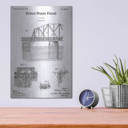 Luxe Metal Art 'Bridge Gate Blueprint Patent White' Acrylic Glass Wall Art,12x16