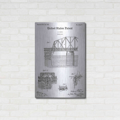 Luxe Metal Art 'Bridge Gate Blueprint Patent White' Acrylic Glass Wall Art,24x36