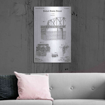 Luxe Metal Art 'Bridge Gate Blueprint Patent White' Acrylic Glass Wall Art,24x36