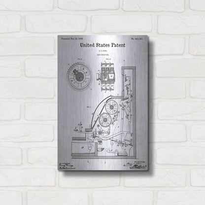 Luxe Metal Art 'Cash Register Blueprint Patent White' Acrylic Glass Wall Art,12x16