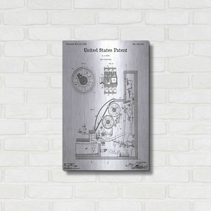 Luxe Metal Art 'Cash Register Blueprint Patent White' Acrylic Glass Wall Art,16x24