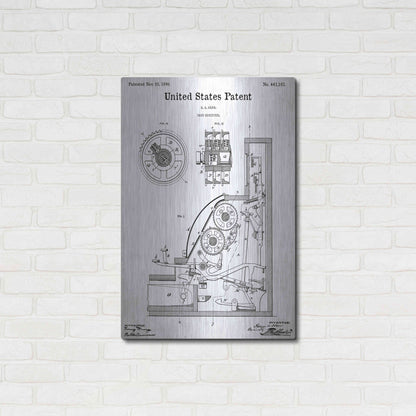 Luxe Metal Art 'Cash Register Blueprint Patent White' Acrylic Glass Wall Art,24x36