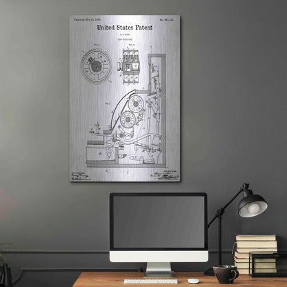 Luxe Metal Art 'Cash Register Blueprint Patent White' Acrylic Glass Wall Art,24x36