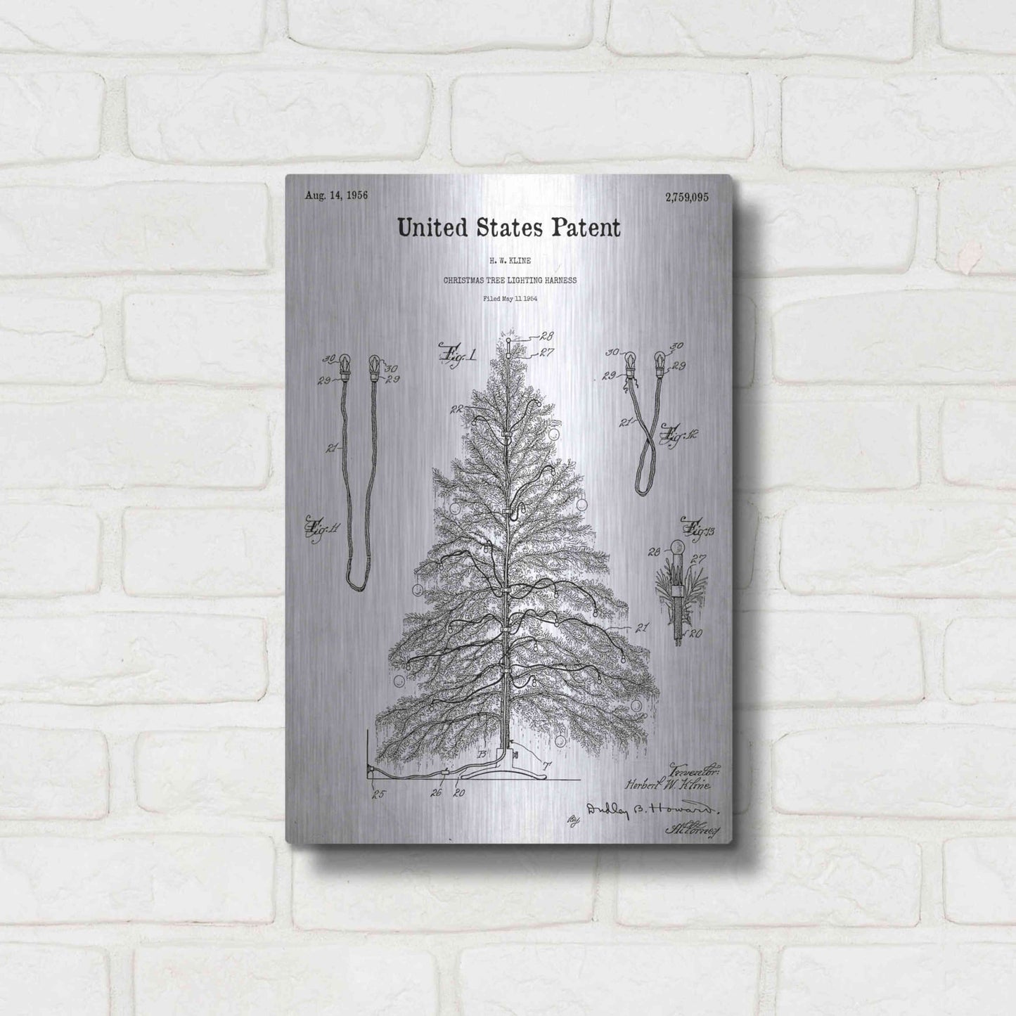 Luxe Metal Art 'Artificial Christmas Tree Blueprint Patent White' Acrylic Glass Wall Art,12x16