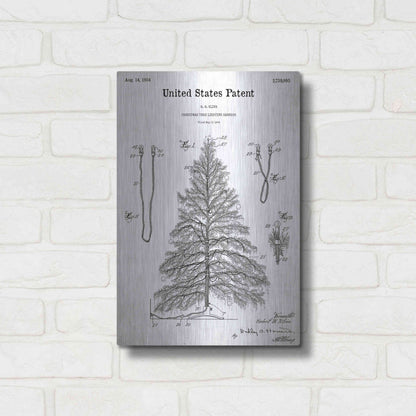 Luxe Metal Art 'Artificial Christmas Tree Blueprint Patent White' Acrylic Glass Wall Art,12x16