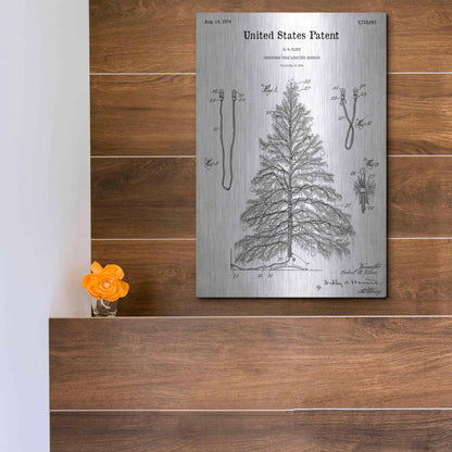 Luxe Metal Art 'Artificial Christmas Tree Blueprint Patent White' Acrylic Glass Wall Art,12x16