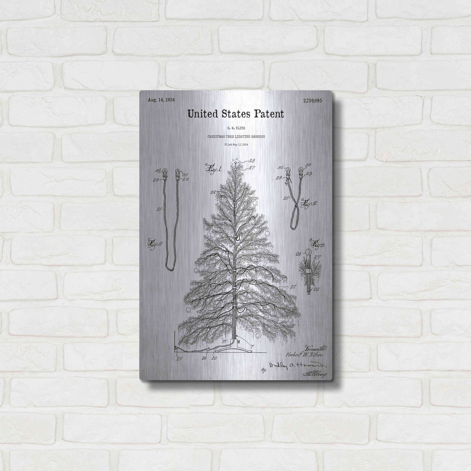 Luxe Metal Art 'Artificial Christmas Tree Blueprint Patent White' Acrylic Glass Wall Art,16x24