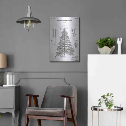 Luxe Metal Art 'Artificial Christmas Tree Blueprint Patent White' Acrylic Glass Wall Art,16x24