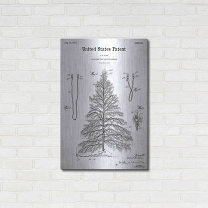 Luxe Metal Art 'Artificial Christmas Tree Blueprint Patent White' Acrylic Glass Wall Art,24x36