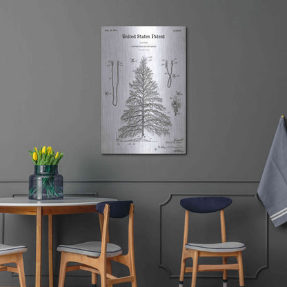 Luxe Metal Art 'Artificial Christmas Tree Blueprint Patent White' Acrylic Glass Wall Art,24x36