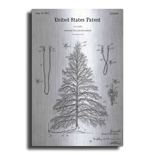 Luxe Metal Art 'Artificial Christmas Tree Blueprint Patent White' Acrylic Glass Wall Art