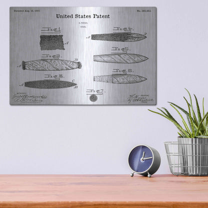 Luxe Metal Art 'Cigar Blueprint Patent White' Acrylic Glass Wall Art,16x12