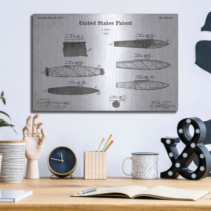 Luxe Metal Art 'Cigar Blueprint Patent White' Acrylic Glass Wall Art,16x12