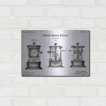 Luxe Metal Art 'Clock Blueprint Patent White' Acrylic Glass Wall Art,16x12