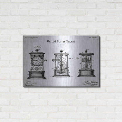 Luxe Metal Art 'Clock Blueprint Patent White' Acrylic Glass Wall Art,36x24