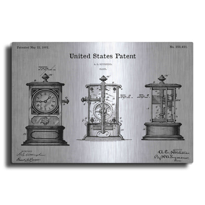 Luxe Metal Art 'Clock Blueprint Patent White' Acrylic Glass Wall Art